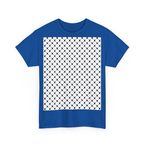 Keffiyeh Pattern Heavy Cotton Tee - Modern Mesh Design Streetwear T-Shirt